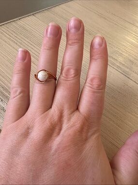 Handmade Copper-Plated Wire-Wrap Ring with Jasper | Size 7